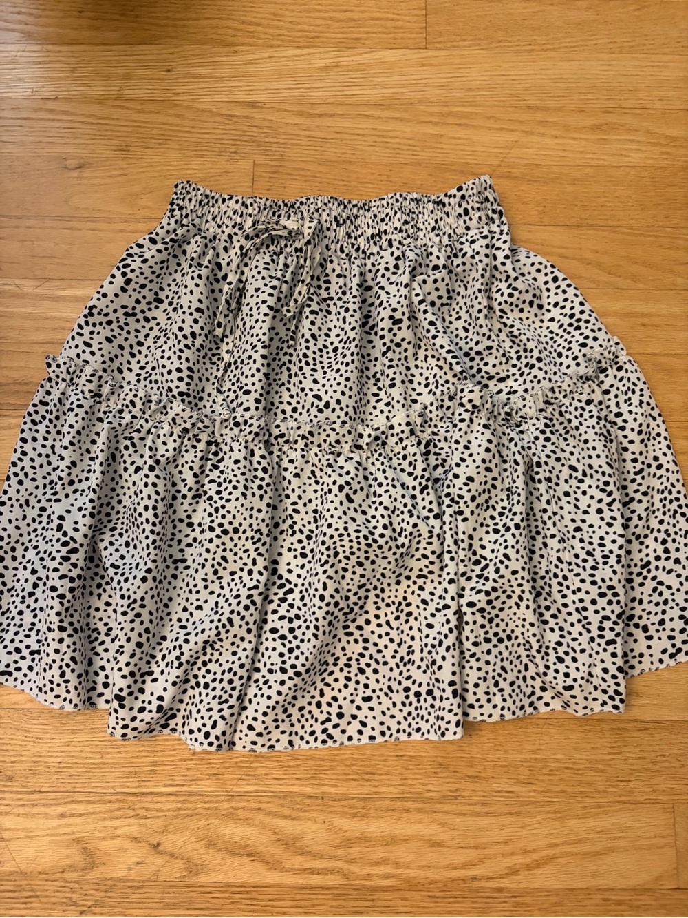 Tiered Black Dot Print Mini Skirt - Women's
